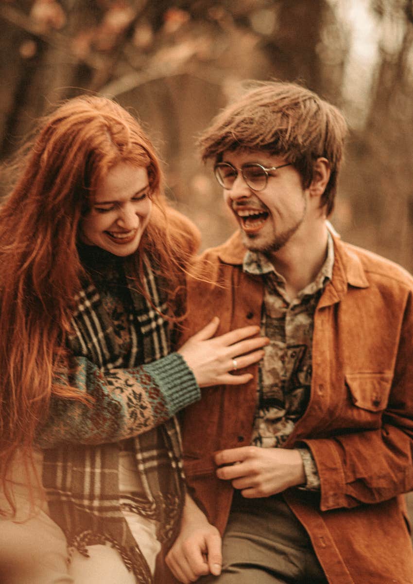 happy couple laughing together