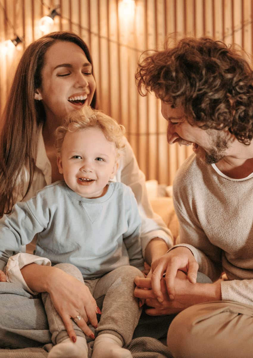happy family laughing together