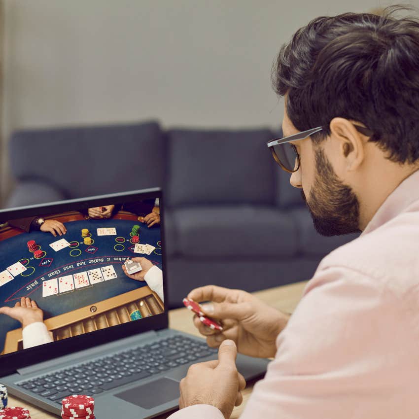 man betraying family by gambling money away