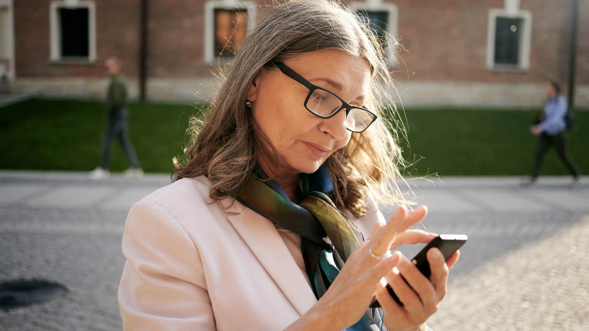 Woman needing to set boundaries on her phone.