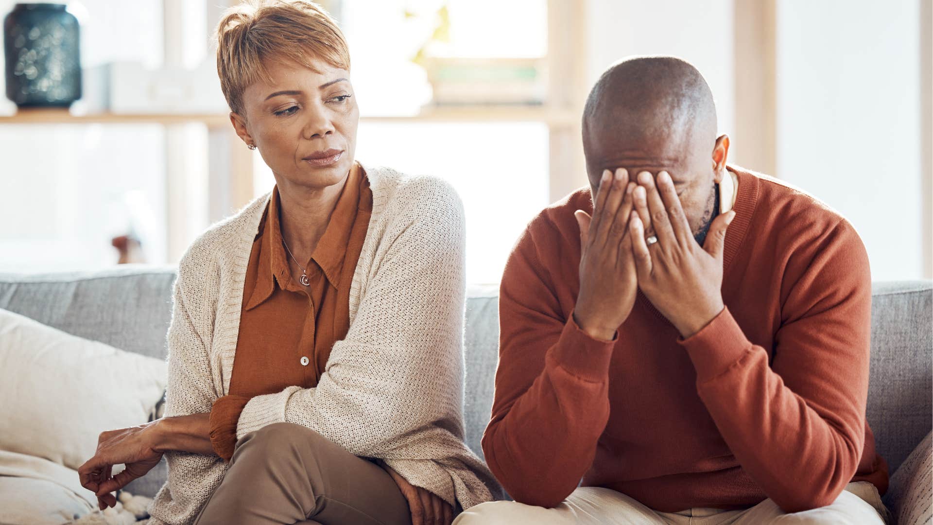 Woman looking at her husband who forgets important dates.