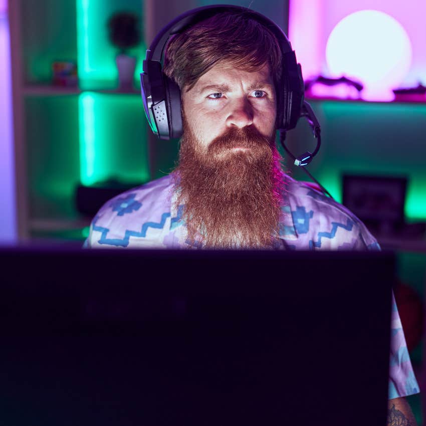 Man with a need to escape playing video games.