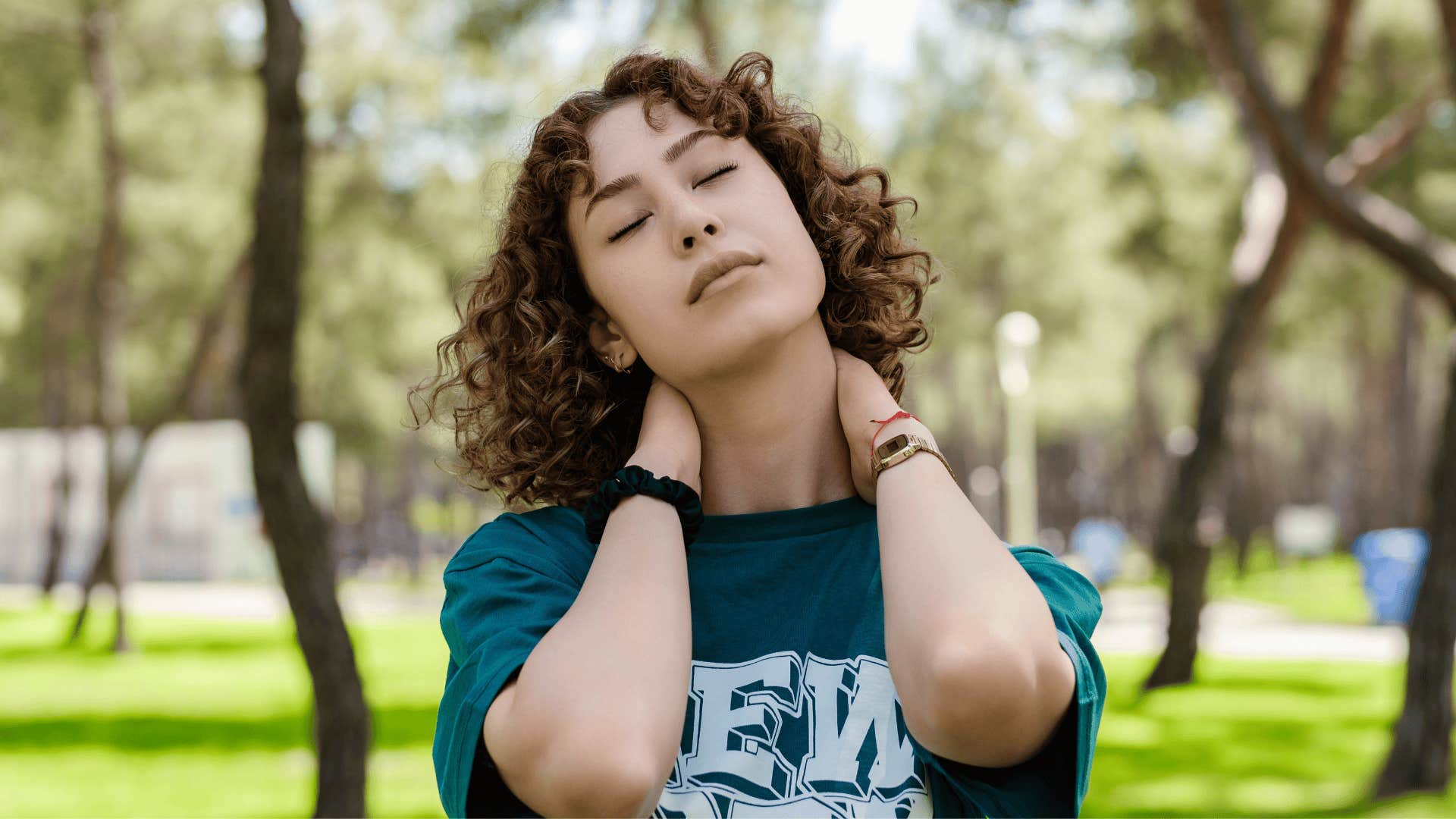 woman taking five breaths to stay calm and balanced