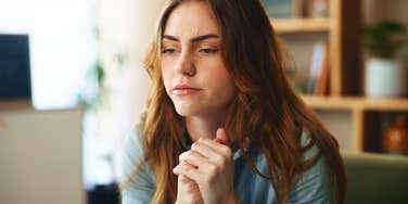 mom thinking about decision