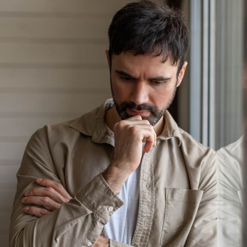 Man acknowledging emotions as they arise at home
