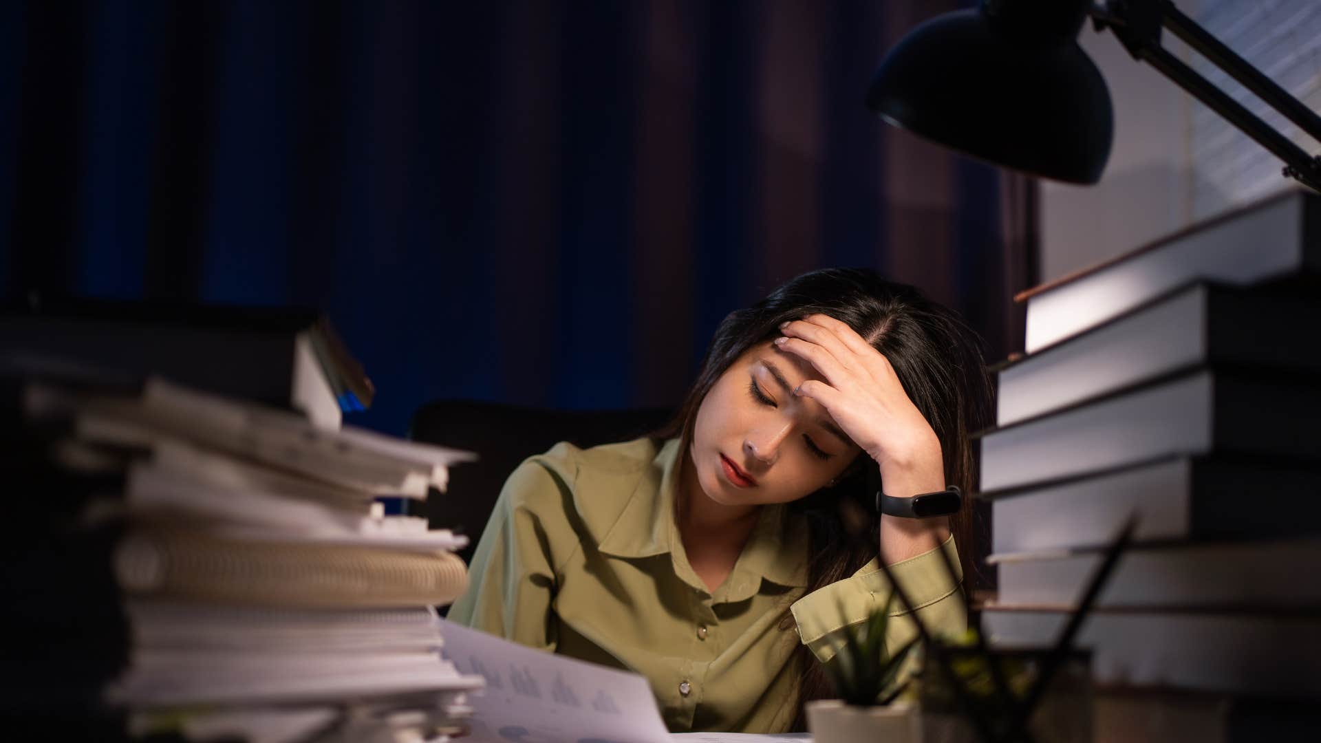 brilliant woman working in silence