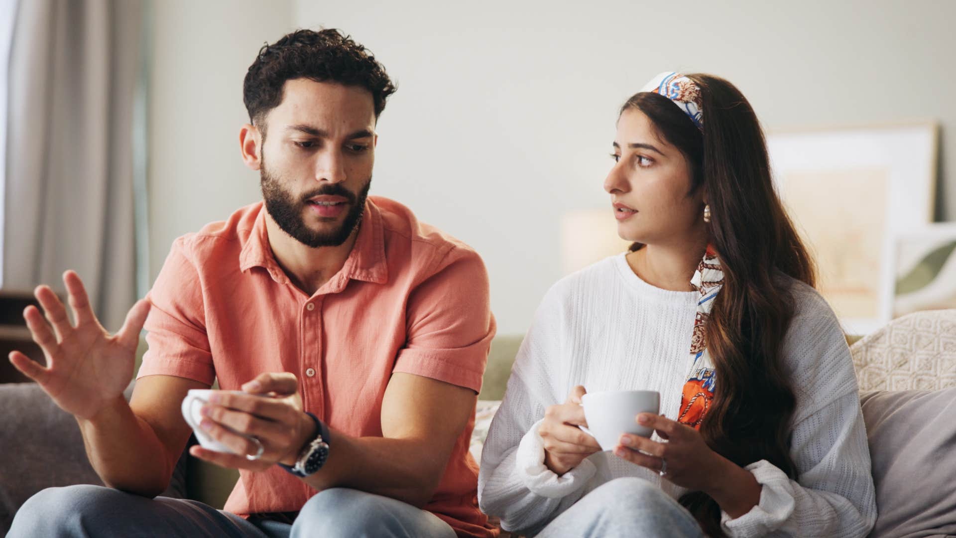 man who shows woman he's not going anywhere as he asks for advice