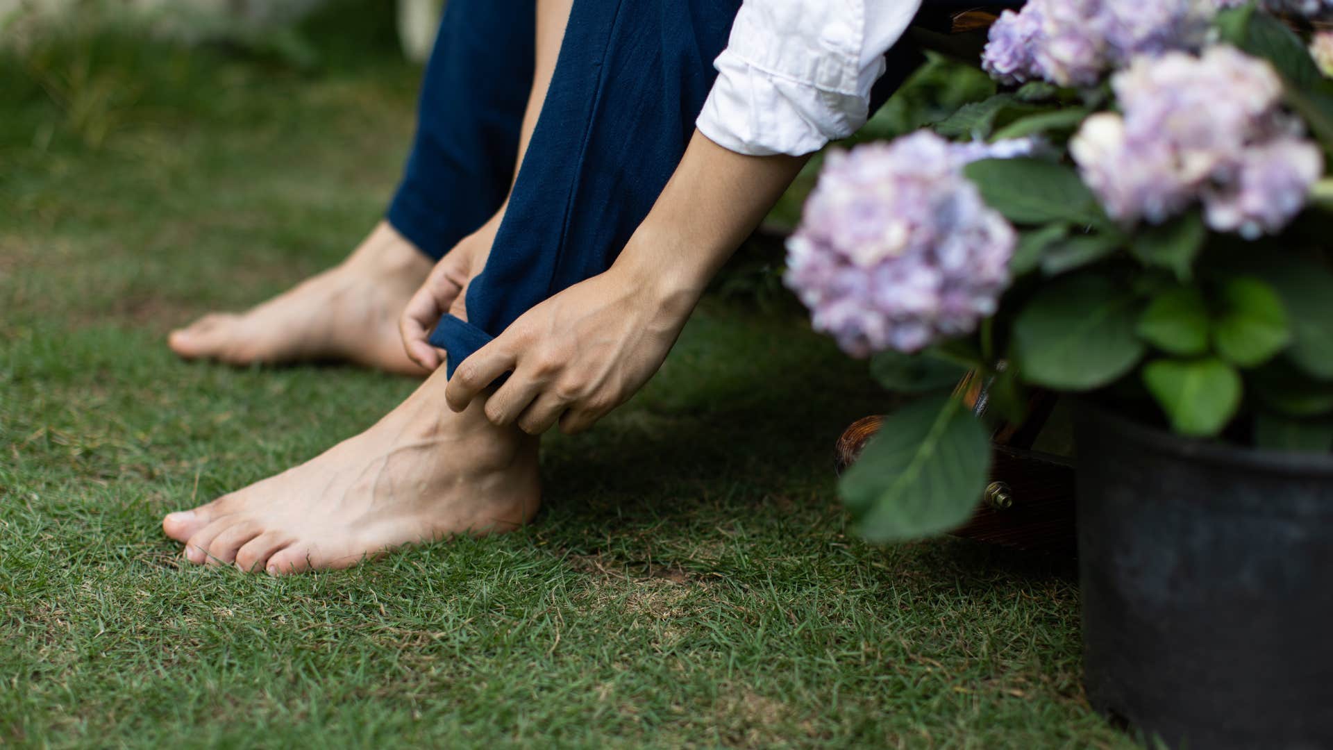 person who is naturally calm planting their feet on the ground