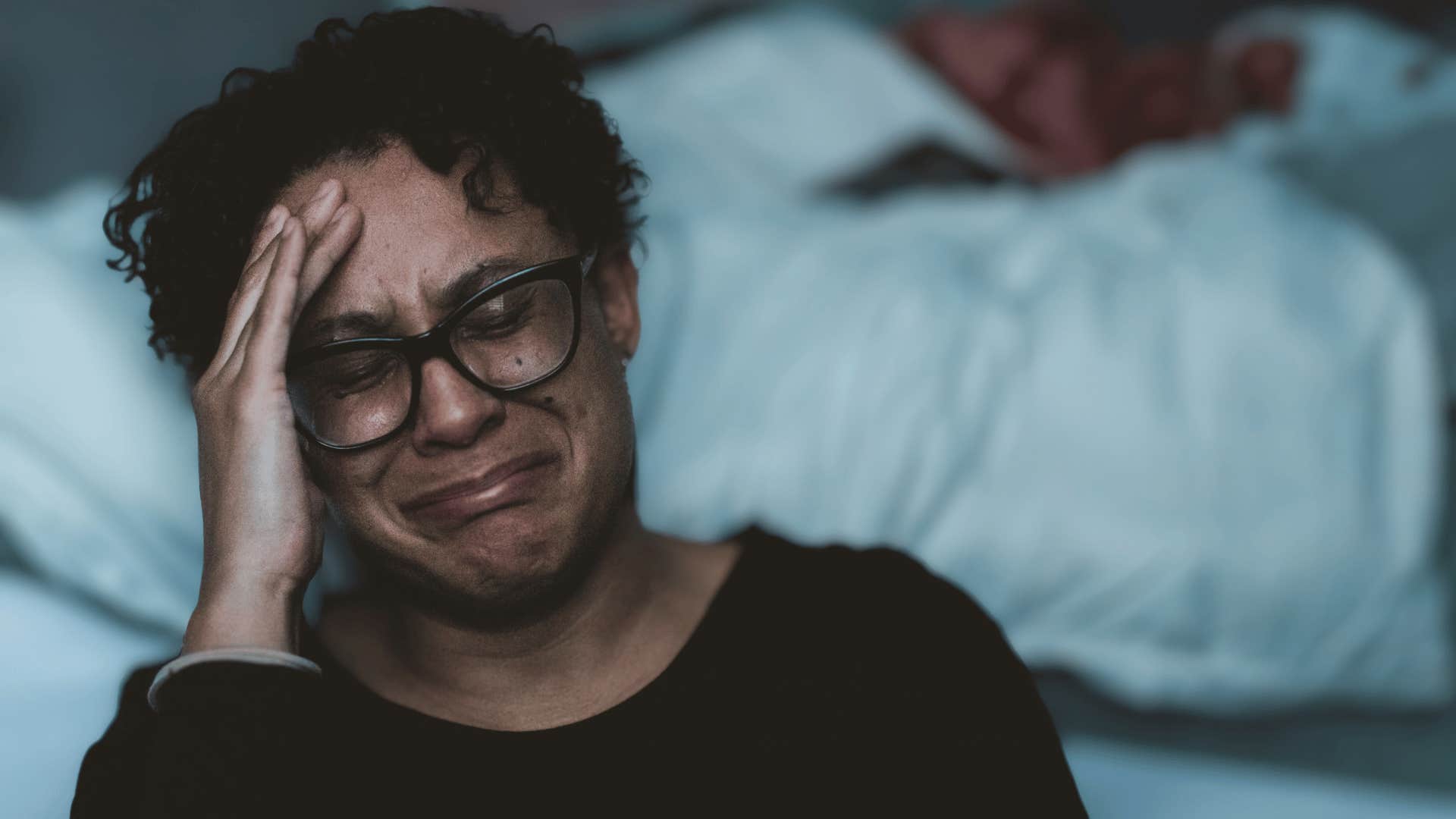 upset woman crying from ignoring warning signs