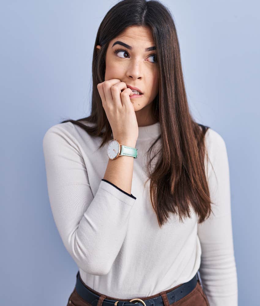 Woman zoning out and dissociating about to try psychology tools