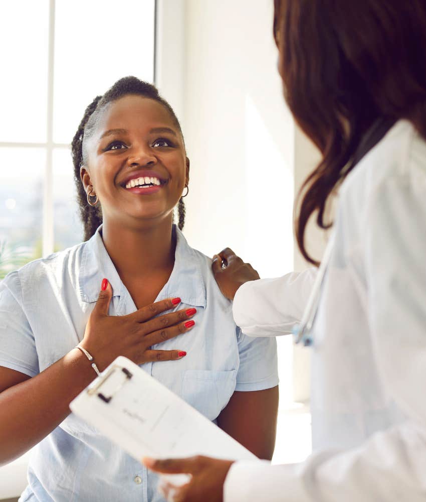 Grateful persdon gets good news showing not taken for granted