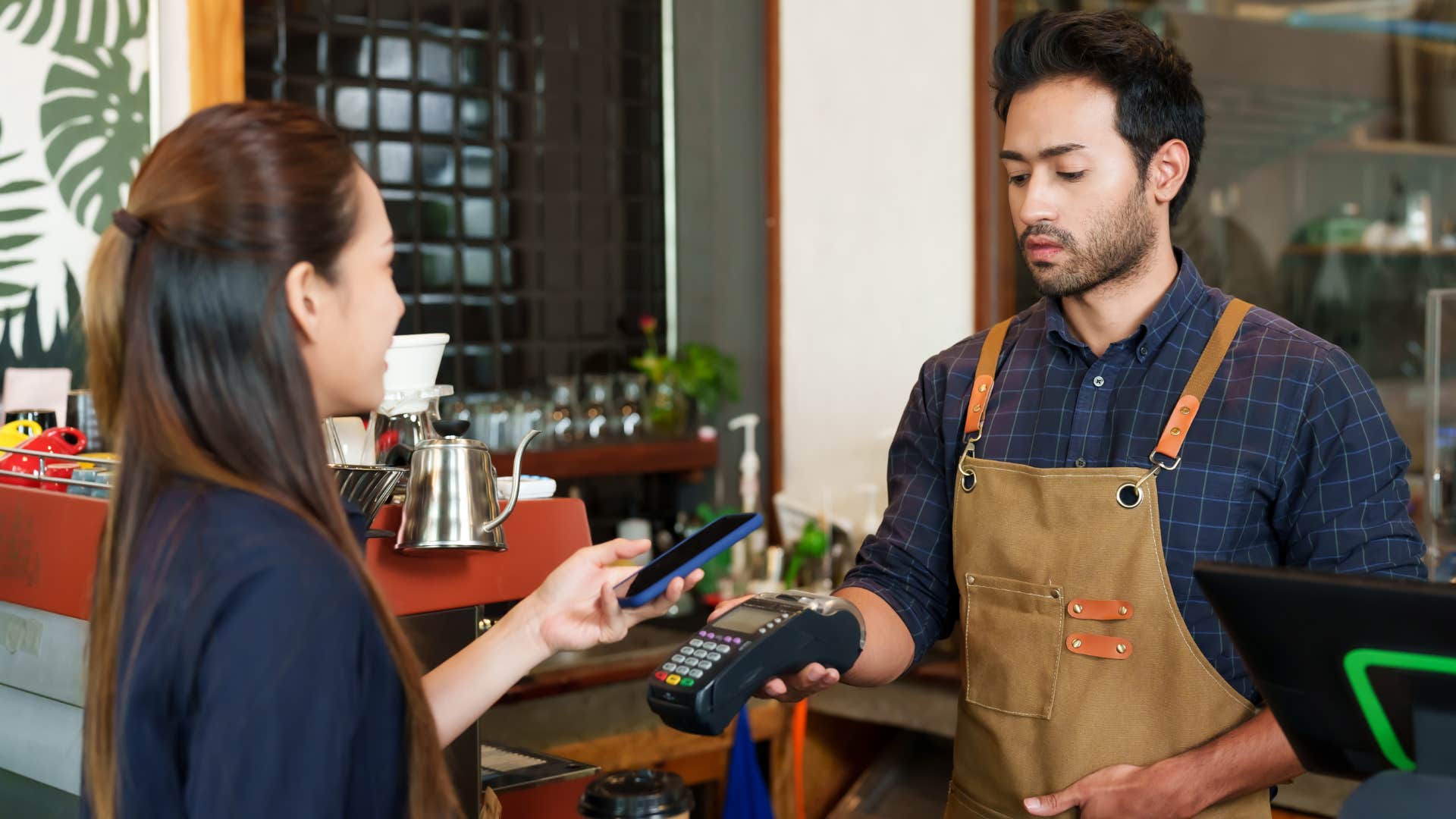 wealthy woman buying coffee daily