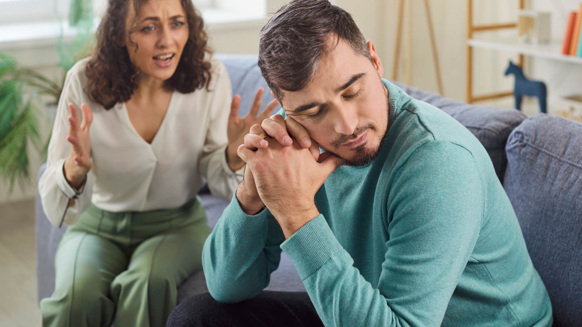 emotionally lazy man avoiding hard conversations with his wife