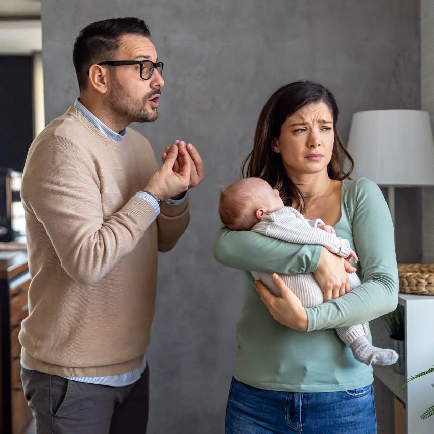 upset wife with husband and an unequal marriage